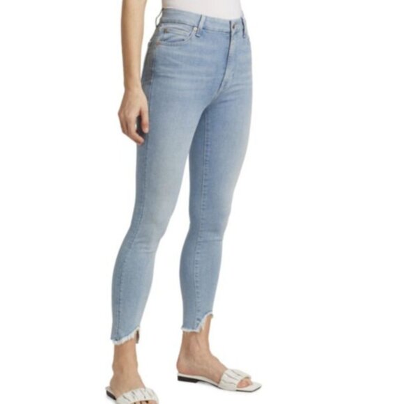 7 For All Mankind Maple Mid Rise Raw Edge Hem Cropped Skinny Jeans Size 30 NWT - Picture 3 of 12